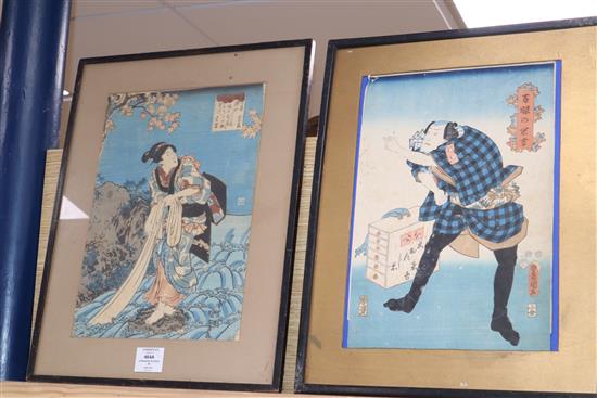 Japanese School, 6 assorted woodblock prints, largest 36 x 24cm